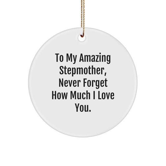 Funny Stepmother Gifts from Men to Family, Step Mom Circle Ornament for Christmas Unique Gifts, 'To My Amazing Stepmother, Never Forget How Much I Love You.' - Image 1