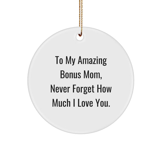 Funny Bonus Mom Gifts from Family - Circle Ornament for To My Amazing Bonus Mom - Image 1