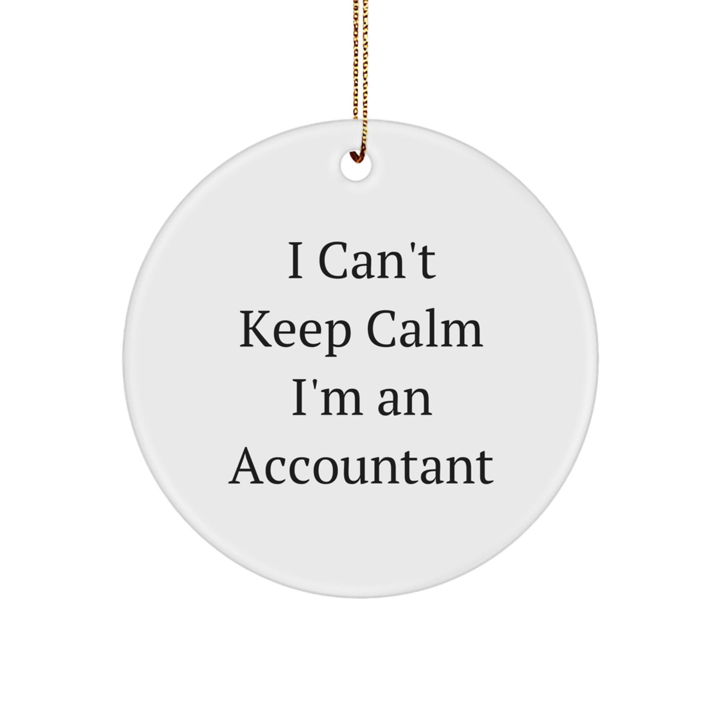 Funny Accountant Gifts from Friends - 'I Can't Keep Calm I'm An Accountant' Circle Ornament for Christmas Unique Gifts - Image 1