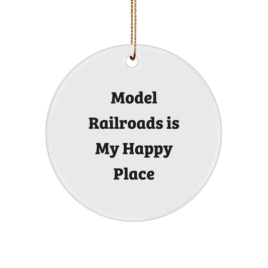 Funny Model Railroads Circle Ornament Gifts for Men - White Circle Shaped Ornament from Edge to Edge Sublimation Printing - Image 1