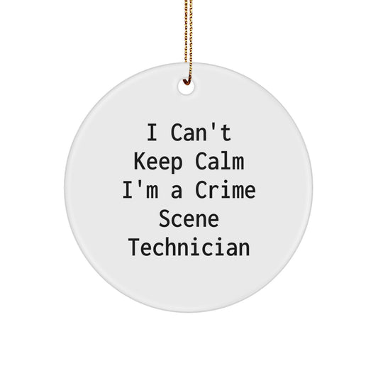 Funny Gifts for Crime Scene Technician, I'm a Crime Scene Technician Christmas Novelty Ornament, White Circle Shaped Keepsake from Friends - Image 1