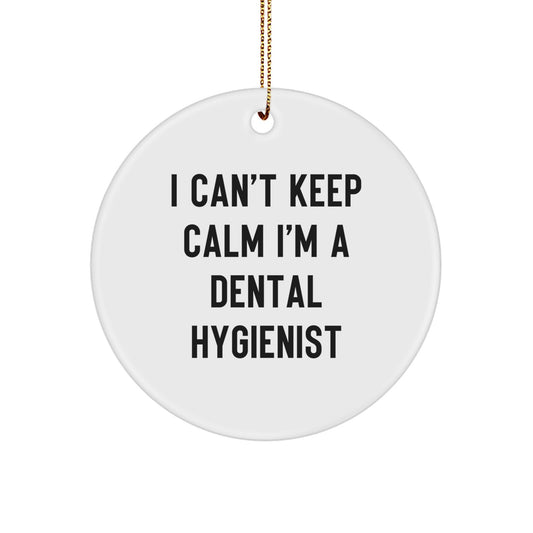 Funny Dental Hygienist Gifts for Women Friends Coworkers from Men Women Friends Coworkers - I Can't Keep Calm I'm A Dental Hygienist Christmas Unique Gifts Circle Ornament - Image 1