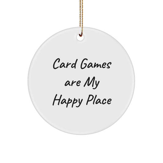 Funny Card Games Circle Ornament Gifts from Friends for Card Games Enthusiasts - White Circle Shaped Ornament for Card Games Lovers, Christmas Unique Gifts - Image 1