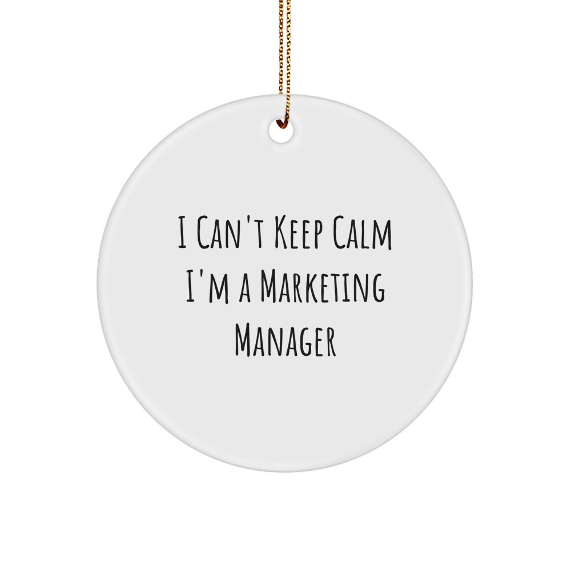 Funny Marketing Manager Gifts from Friends, I Can't Keep Calm Circle Ornament for Christmas Unique Gifts, Inspirational Marketing Manager - Image 1