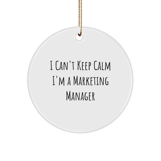 Funny Marketing Manager Gifts from Friends, I Can't Keep Calm Circle Ornament for Christmas Unique Gifts, Inspirational Marketing Manager - Image 1