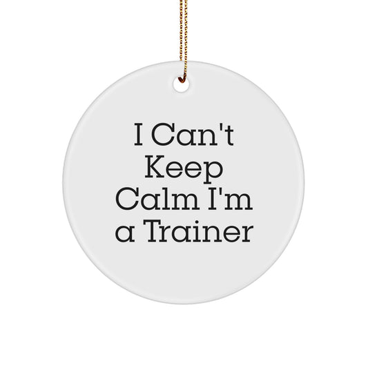 Funny Trainer Gifts from Christmas Unique Gifts for Trainers, Circle Ornament for Trainers, I Can't Keep Calm I'm A Trainer - Image 1
