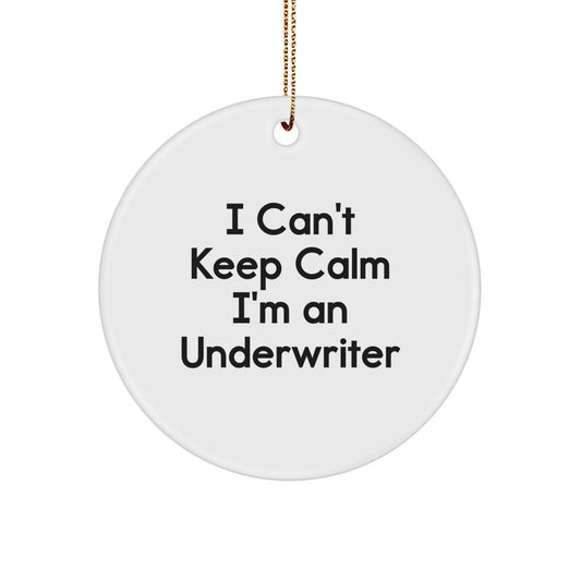 Funny Underwriter Gifts from Friends, I Can't Keep Calm I'm An Underwriter Christmas Unique Circle Ornament for Men - Image 1