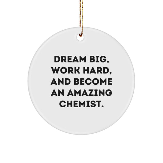 Funny Chemist Gifts for Men, Women - Inspirational Circle Ornament, 'Dream Big, Work Hard, And Become An Amazing Chemist.' - Gifts from Friends, Family, Coworkers to Chemists on Christmas - Image 1