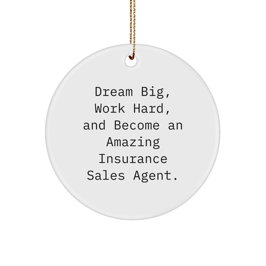 Funny Inspirational Gift for Insurance Sales Agent - Circle Ornament with Dream Big Quote - Gifts from Men to Insurance Sales Agent Friends - Image 1