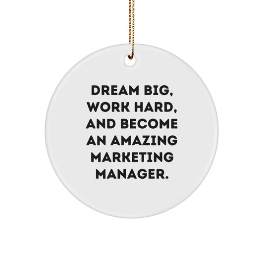 Inspirational Marketing Manager Gifts from Friends - Dream Big Circle Ornament for Christmas - Image 1