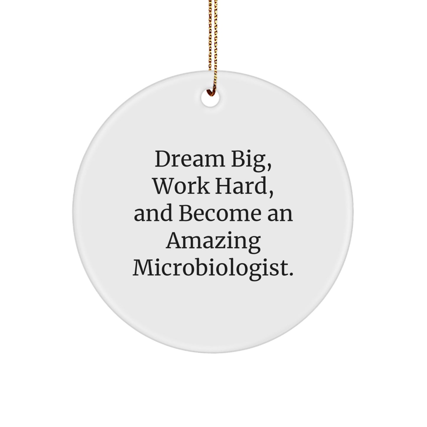 Funny Microbiologist Gifts for Men, Women, Friends, and Family - Inspirational Christmas Circle Ornament - Dream Big, Work Hard, Become Amazing - Image 1