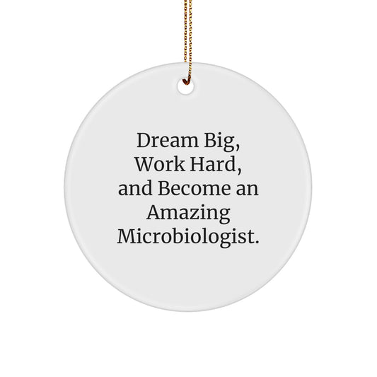 Funny Microbiologist Gifts for Men, Women, Friends, and Family - Inspirational Christmas Circle Ornament - Dream Big, Work Hard, Become Amazing - Image 1