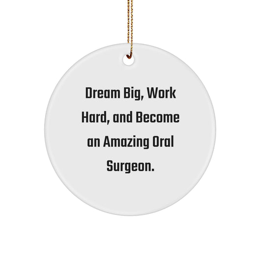 Funny Inspirational Oral Surgeon Gifts for Men Women Friends Family - Christmas Unique Circle Ornament with 'Dream Big Work Hard' Quote Gifts from Family or Friends for Oral Surgeons - Image 1