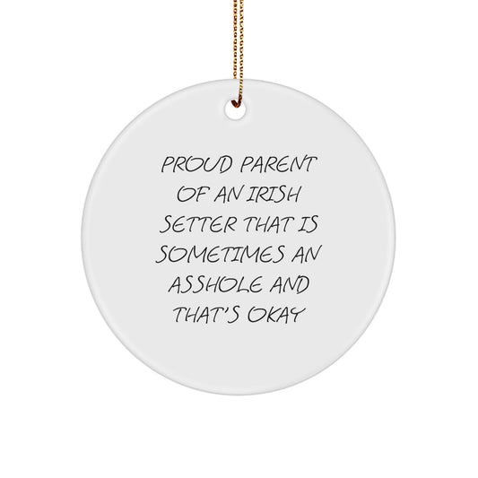 Irish Setter Dog Gift - Funny Circle Ornament for Proud Parents Men Women Friends Coworkers and Family on Christmas Unique Gifts - Image 1
