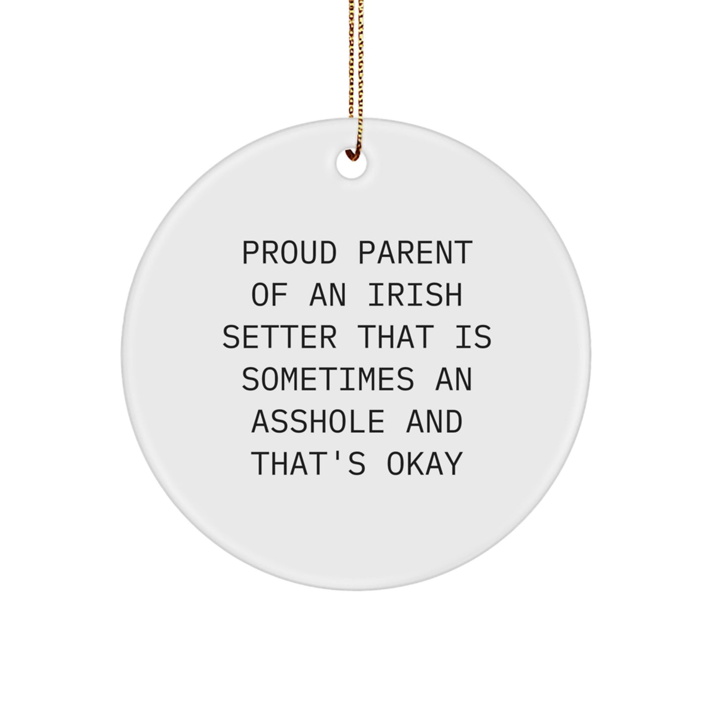 Irish Setter Dog Lover Gifts for Men, Funny Christmas Unique Circle Ornament from Friends - Image 1
