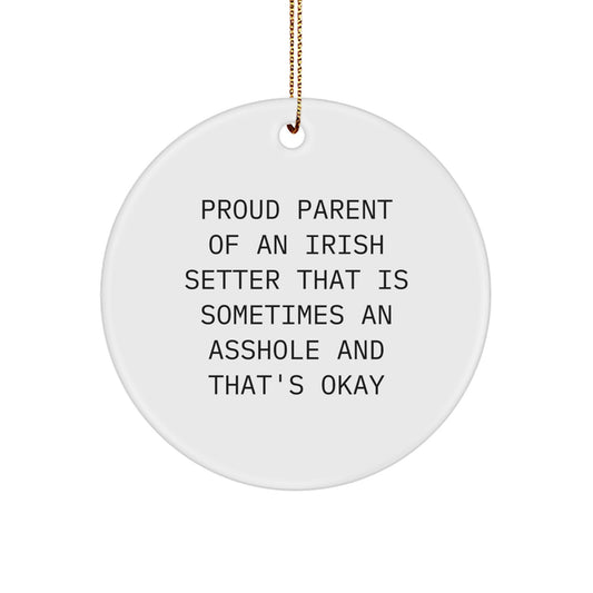 Irish Setter Dog Lover Gifts for Men, Funny Christmas Unique Circle Ornament from Friends - Image 1