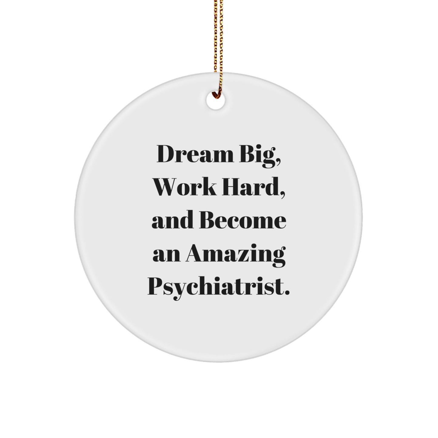 Psychiatrist Motivation Gifts from Friends - Dream Big, Work Hard, Circle Ornament for Christmas - Image 1