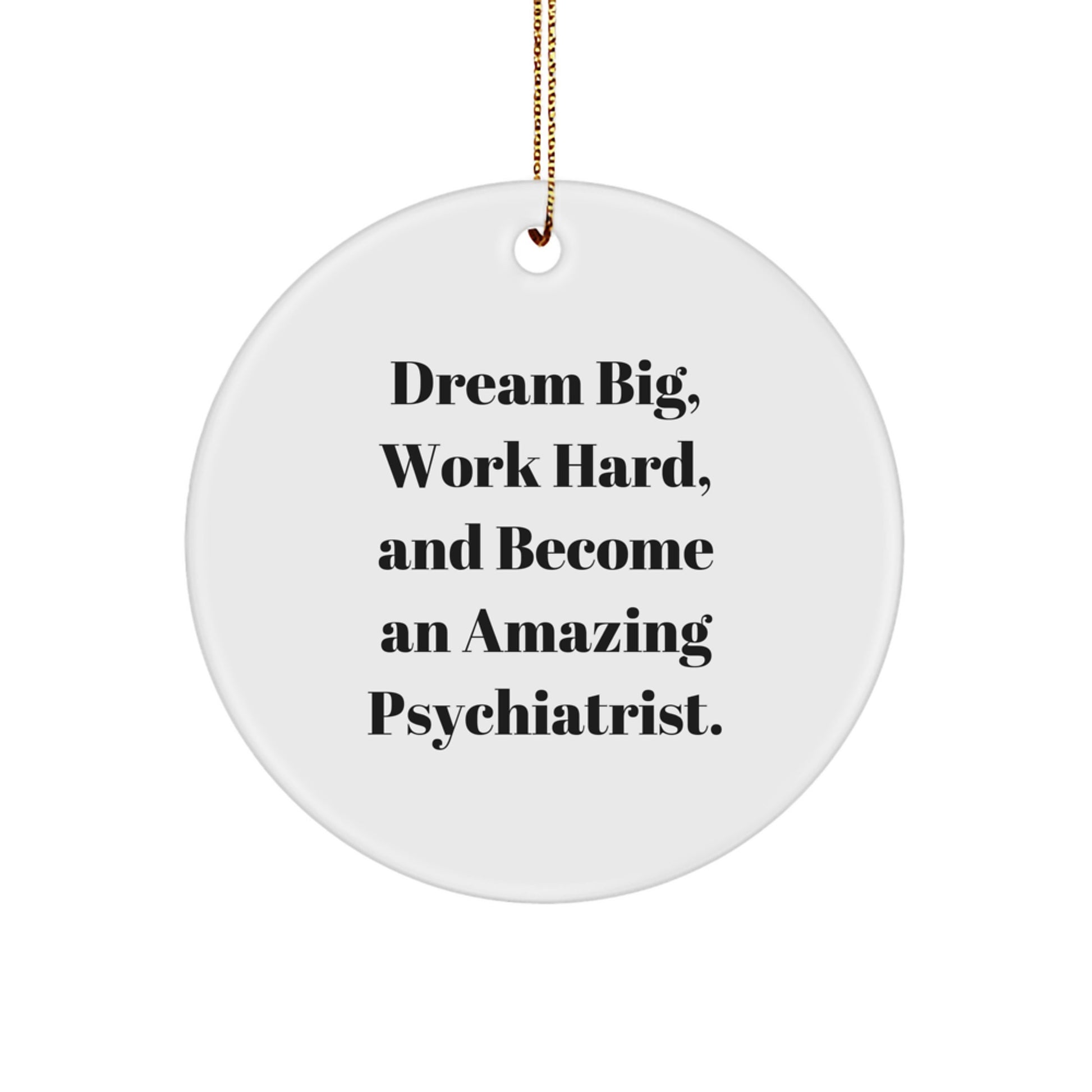 Psychiatrist Motivation Gifts from Friends - Dream Big, Work Hard, Circle Ornament for Christmas - Image 1
