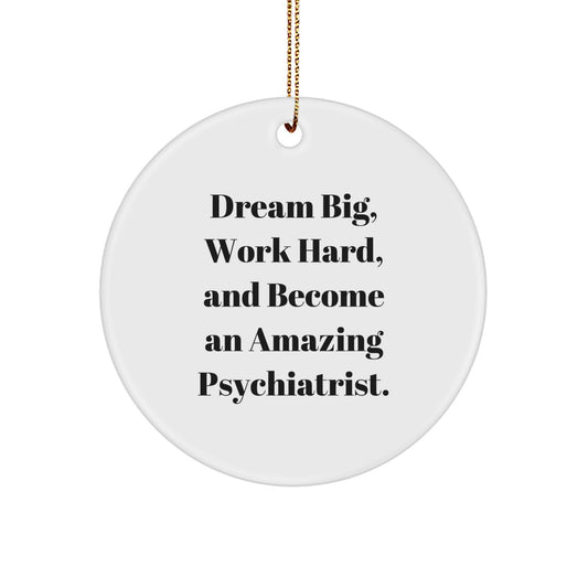 Psychiatrist Motivation Gifts from Friends - Dream Big, Work Hard, Circle Ornament for Christmas - Image 1