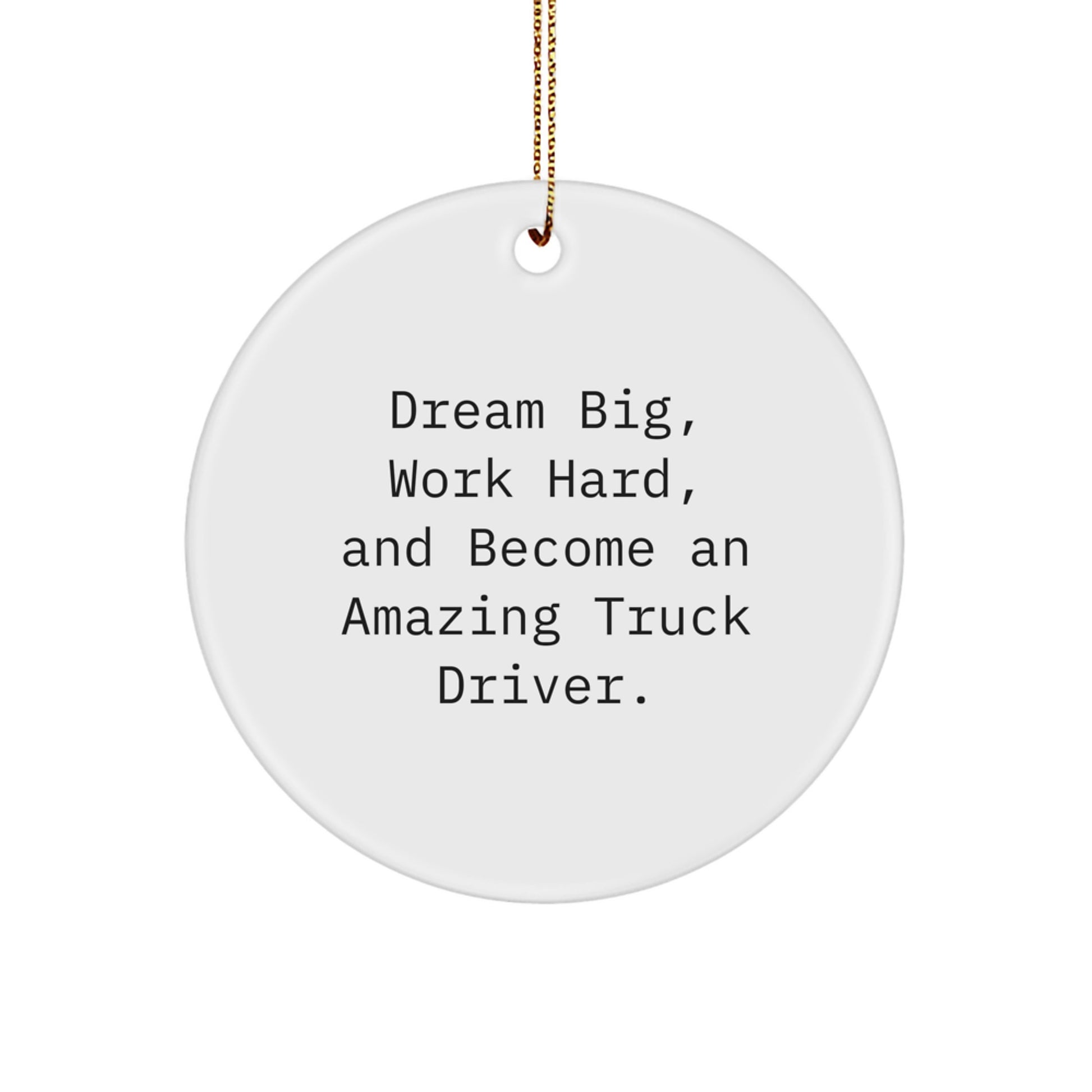 Funny Truck Driver Gifts from Men, Gifts for Truck Driver Christmas Unique Ornaments, 'Dream Big, Work Hard, And Become An Amazing Truck Driver.' - Image 1