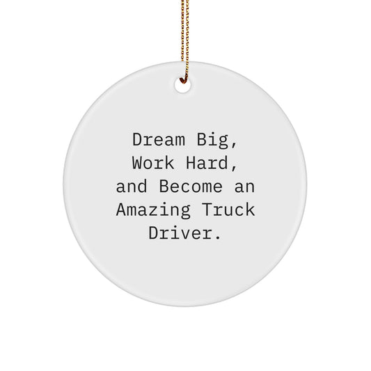 Funny Truck Driver Gifts from Men, Gifts for Truck Driver Christmas Unique Ornaments, 'Dream Big, Work Hard, And Become An Amazing Truck Driver.' - Image 1