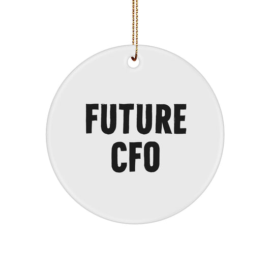 Funny Future CFO Gifts from Men for Christmas Unique Circle Ornaments, Inspirational CFO Quotes and Circle Shaped MDF Ornaments, White Color, Easy Hanging - Image 1