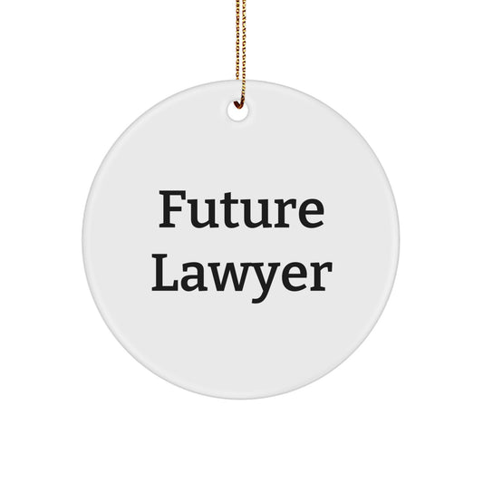 Funny Inspirational Lawyer Gifts from Friends for Men Women Lawyer Christmas Unique Circle Ornament with 'Future Lawyer' Quote - Image 1