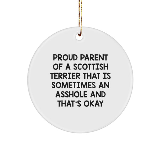 Funny Scottish Terrier Dog Lover Gifts, Circle Ornaments for Christmas Unique Presents from Friends and Family - Image 1