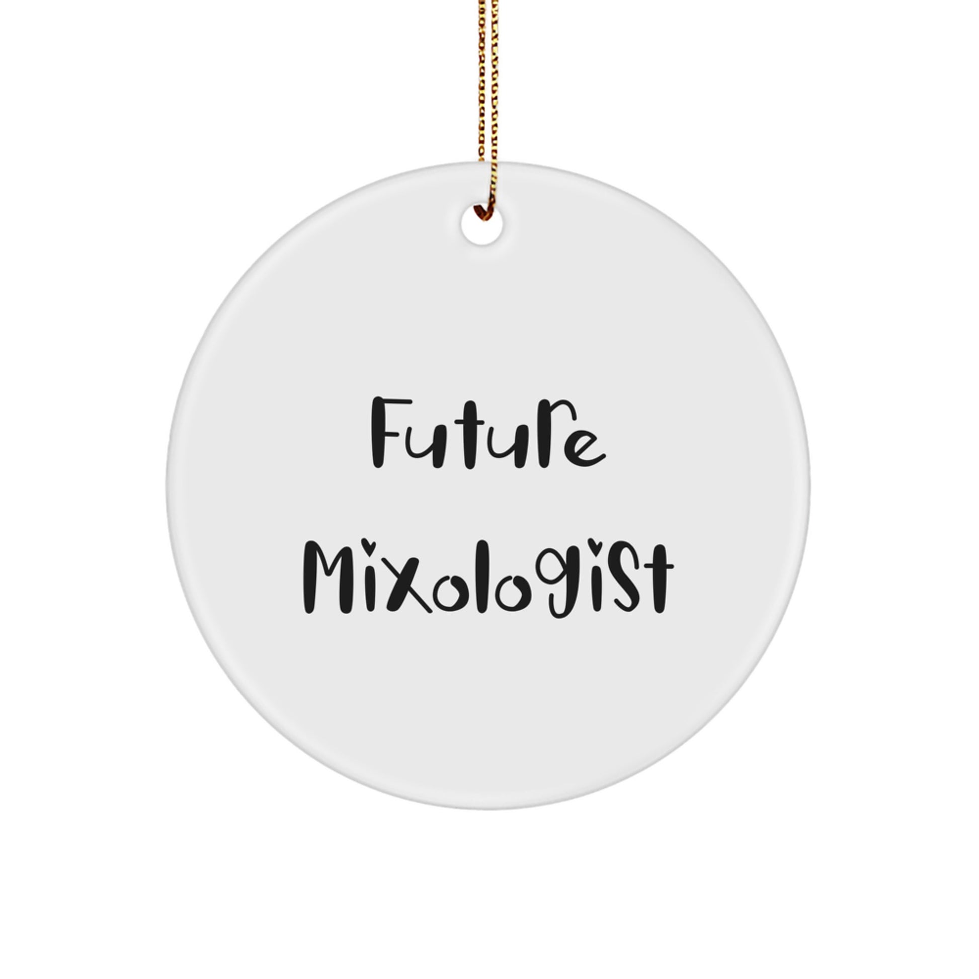 Funny Mixologist Gifts from Friends - Future Mixologist Circle Ornament, White, 2.75" Tall, for Women, Men, or Family, Christmas Unique Presents - Image 1
