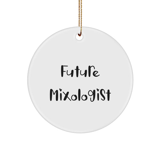 Funny Mixologist Gifts from Friends - Future Mixologist Circle Ornament, White, 2.75" Tall, for Women, Men, or Family, Christmas Unique Presents - Image 1