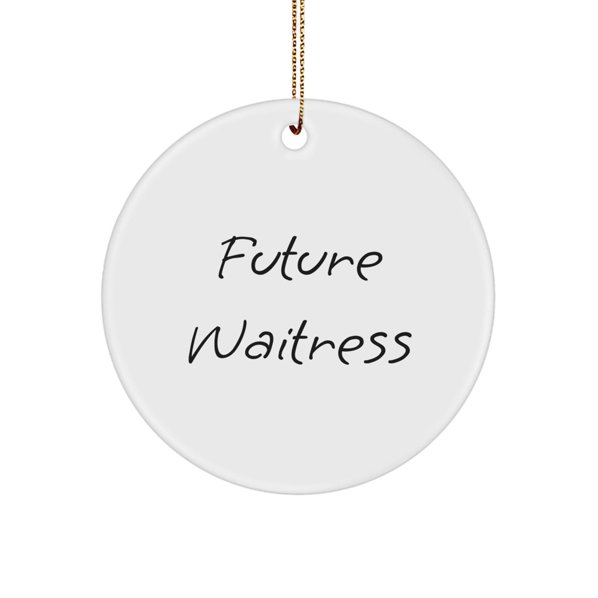 Funny Future Waitress Gifts from Friends for Waitress Christmas Unique Circle Ornament - Image 1