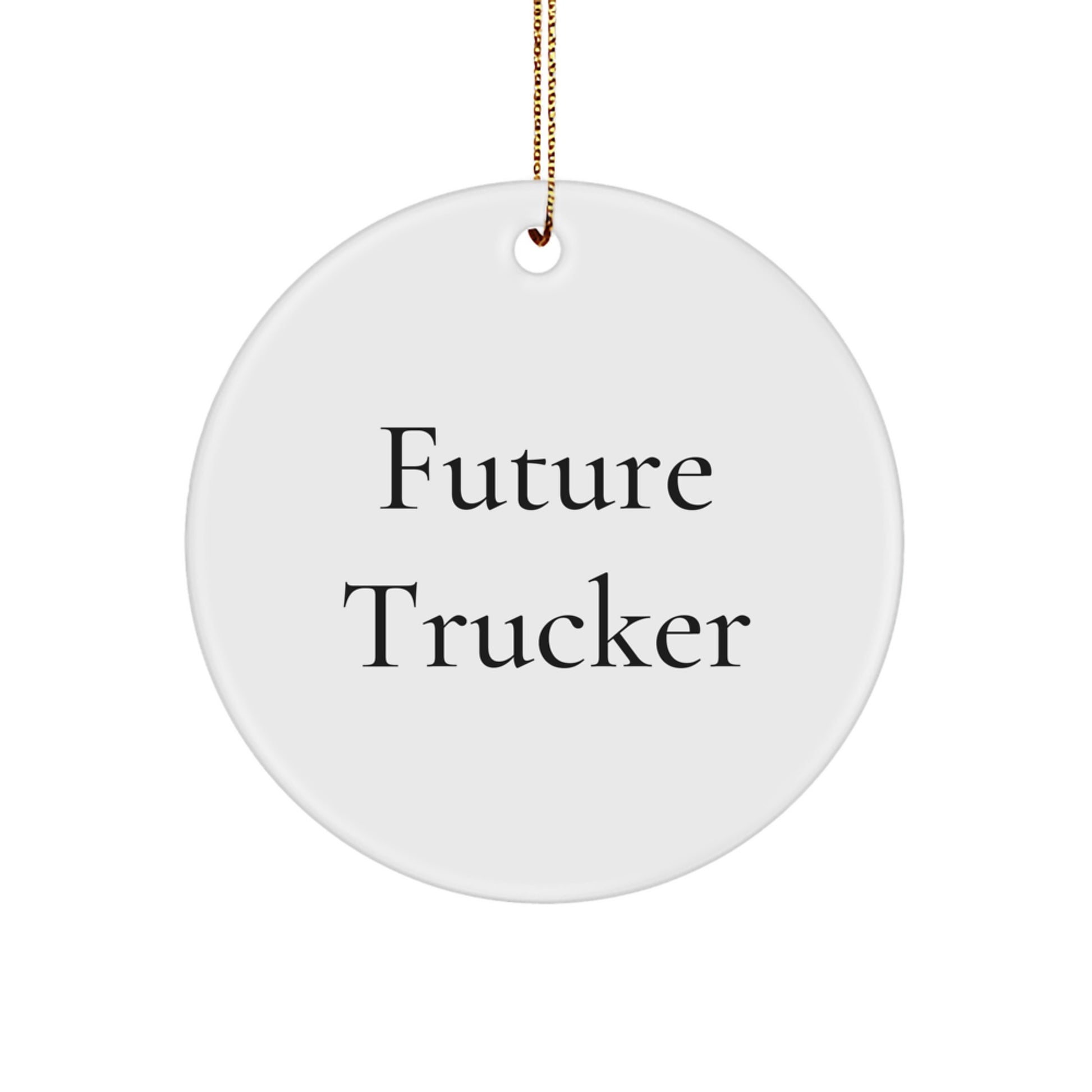 Funny Trucker Gifts for Men from Family, Trucker Christmas Unique Circle Ornament with 'Future Trucker' Quote, Perfect for Christmas Tree Decor - Image 1