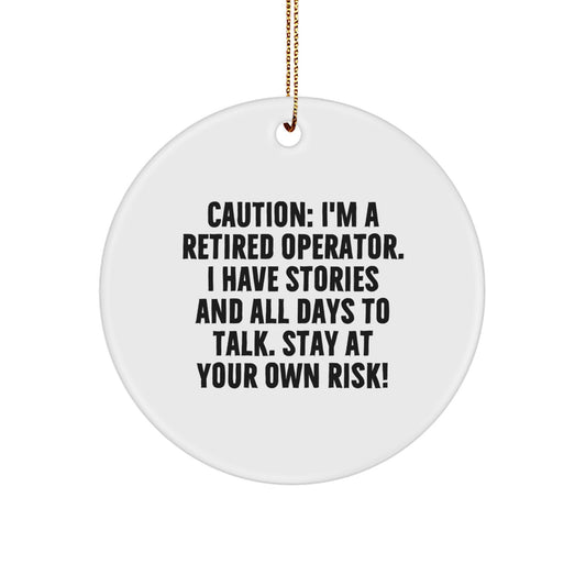 Funny Operator Gifts from Friends for Men - Christmas Unique Circle Ornament, White, Edge-to-Edge Printed - Image 1