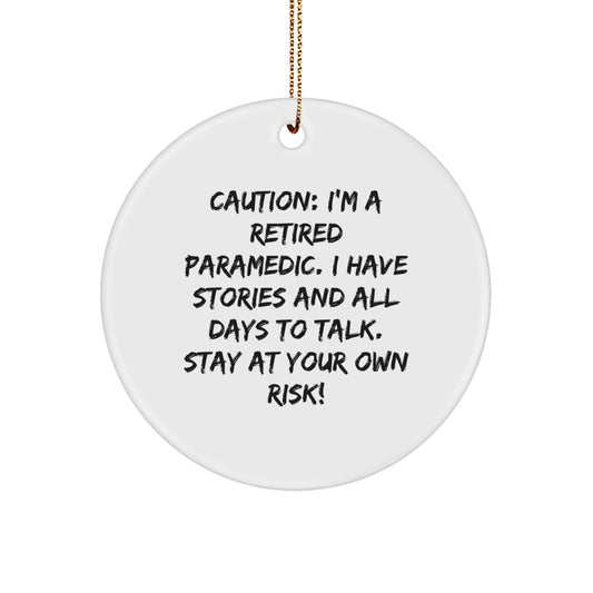 Funny Rescue Worker Gifts for Men, Rescue Worker Christmas Unique Gifts from Friends, Retired Rescue Worker Circle Ornament with Caution - Image 1