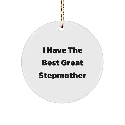 Funny Stepmother Gifts from Men to Stepmother Christmas Unique Circle Ornament with I Have The Best Great Stepmother Quote - Image 1