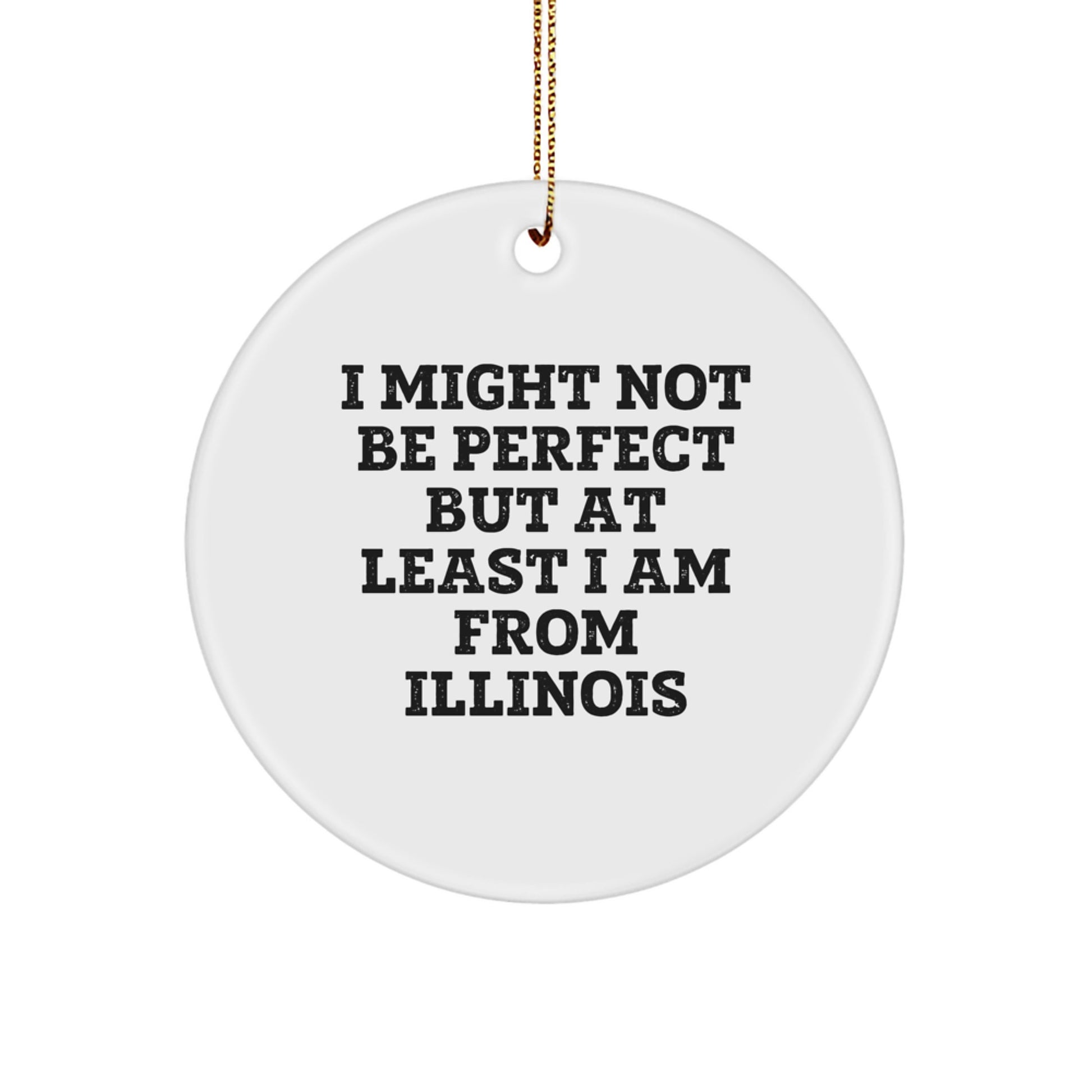 Funny Illinois Gifts for Men from Home State, Cute Circle Ornament, 'I Might Not Be Perfect But At Least I Am From Illinois' Christmas Unique Gifts - Image 1