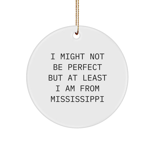 Funny Mississippi Circle Ornament Gifts for Mississippi Men Family - I Might Not Be Perfect But At Least I Am From Mississippi Christmas Unique Gifts for Friends - Image 1