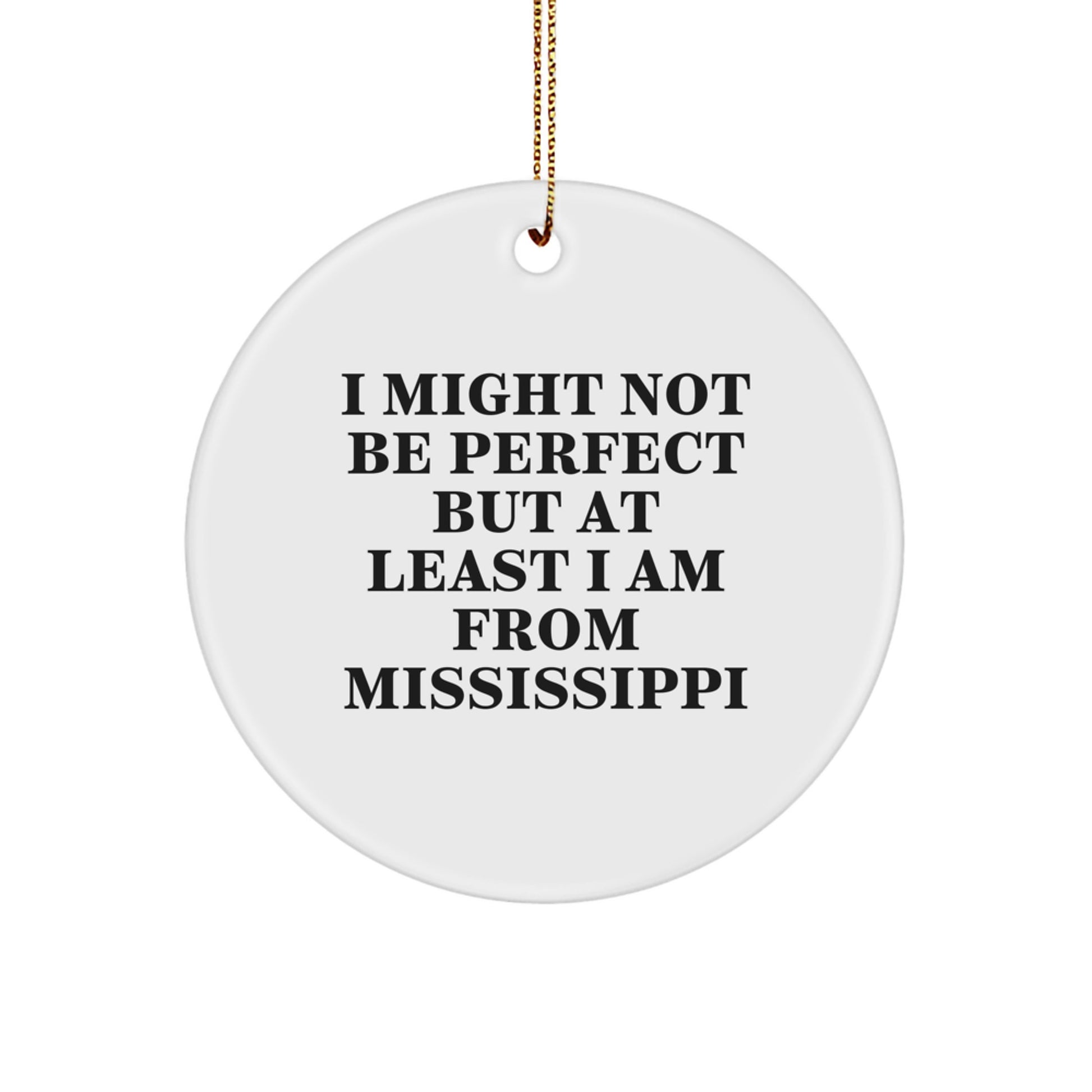 Funny Mississippi Gifts, Handmade Circle Ornament, Christmas Unique Presents for Men, Women, Friends, Family from Mississippi - 'I Might Not Be Perfect' - Image 1