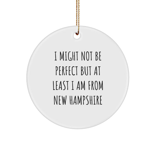 New Hampshire Circle Ornament Funny Quote Gifts from Family Friends for Christmas Decor - Image 1