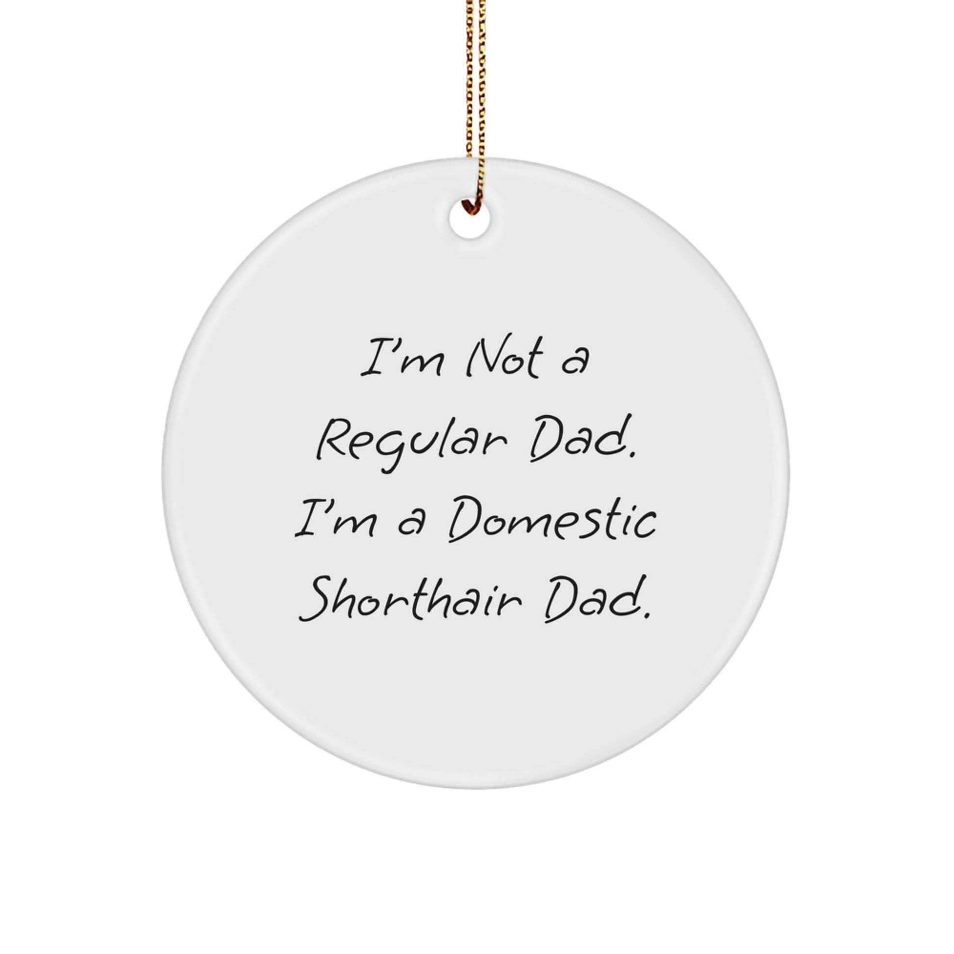 Domestic Shorthair Cat Dad's Funny Christmas Unique Gift, Circle Ornament for Men, Funny Cat Lover Gifts from Men, Gifts for Domestic Shorthair Cat Owners, Unique Christmas Unique Gifts - Image 1