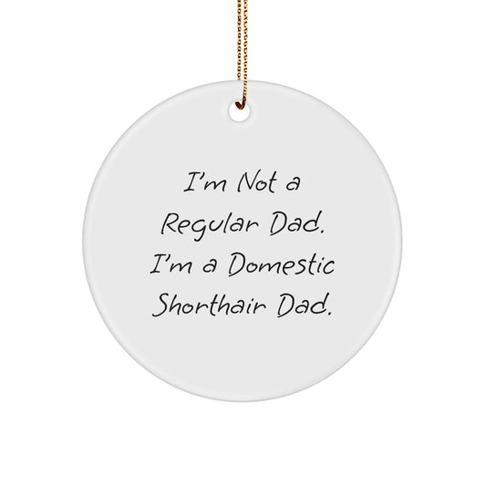 Domestic Shorthair Cat Dad's Funny Christmas Unique Gift, Circle Ornament for Men, Funny Cat Lover Gifts from Men, Gifts for Domestic Shorthair Cat Owners, Unique Christmas Unique Gifts - Image 1