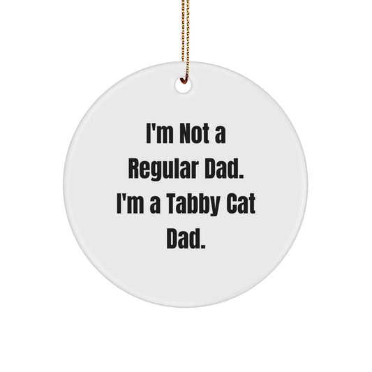 Funny Tabby Cat Dad Christmas Unique Gifts for Men from Friends and Family, Tabby Cat Circle Ornament - Image 1