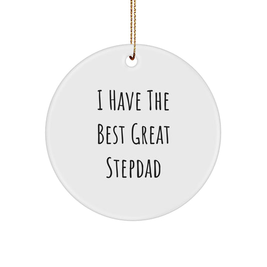 Funny Stepdad Quotes Circle Ornament, Great Stepdad Gift for Men, Christmas Unique Gifts from Family - Image 1