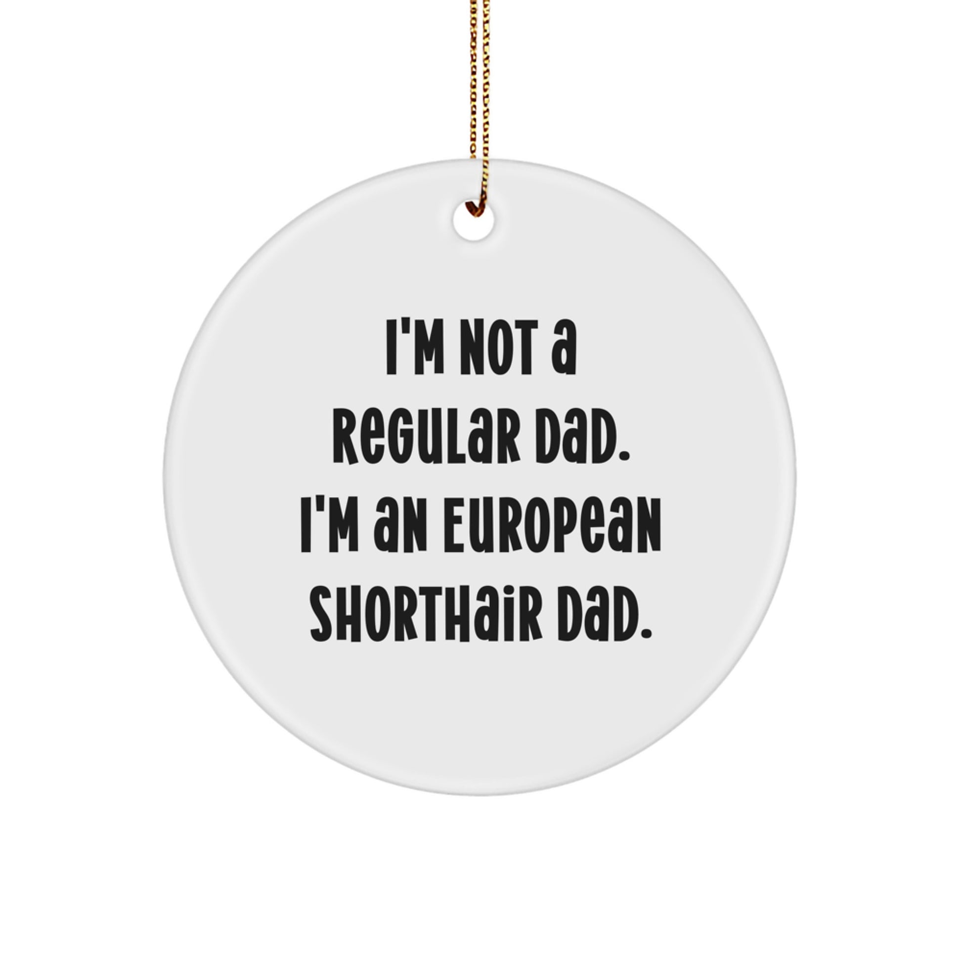 European Shorthair Cat Dad Gifts for Men, Funny Circle Ornament from Men, White, 2.75'' Tall, Christmas Unique Gifts - Image 1