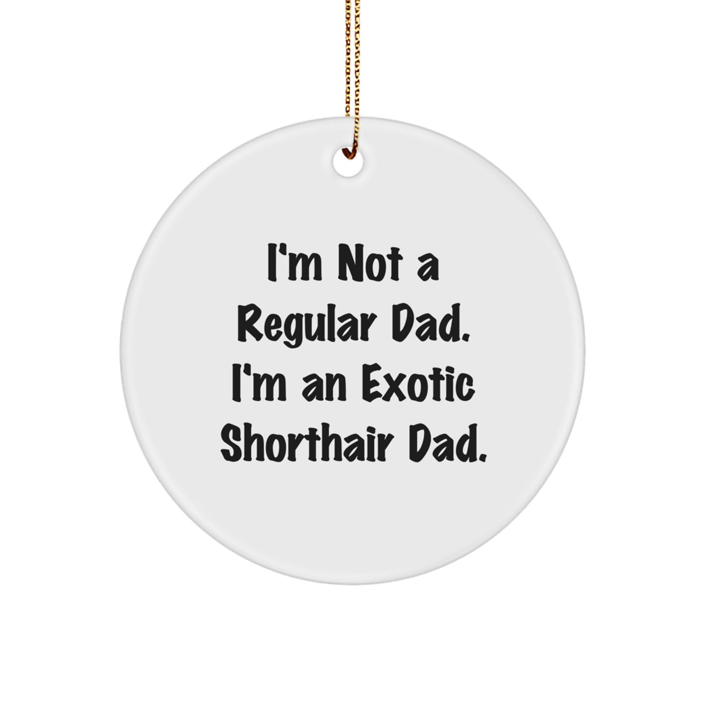 Funny Exotic Shorthair Cat Dad Gifts for Him, Engraved Circle Ornament with 'I'm Not A Regular Dad. I'm An Exotic Shorthair Dad.' Quote, Unique Christmas Unique Gifts for Family Man - Image 1