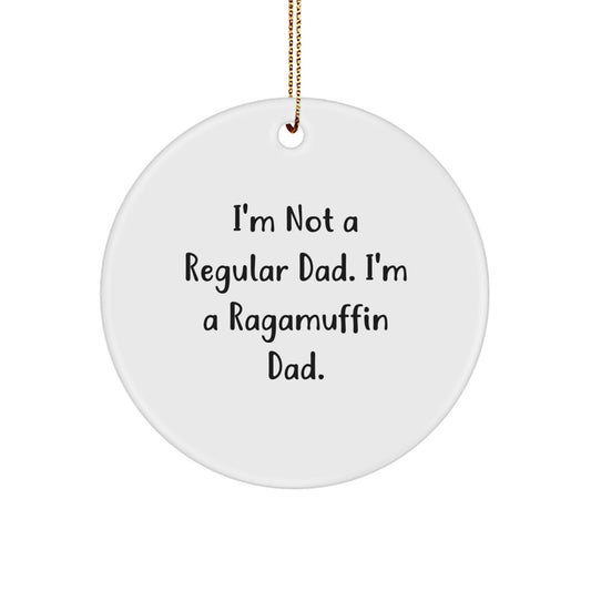 Ragamuffin Cat Lover Christmas Unique Gifts from Dad Funny Circle Ornament, White, 2.75' Tall, MDF, Gold Cord, Perfect for Men, Women, Friends, Family - Image 1