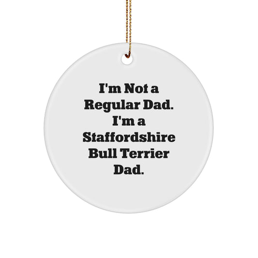 Unique Funny Staffordshire Bull Terrier Dog Gifts for Dad Christmas Circle Ornament from Family - Image 1
