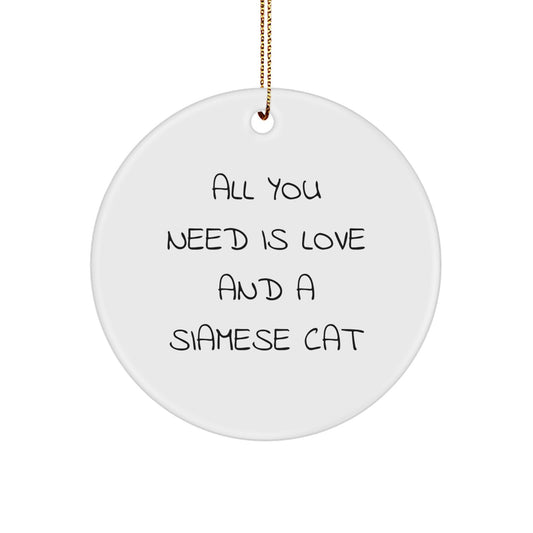 Siamese Cat Lover Gifts from Family - Funny Christmas Unique Circle Ornament for Home Decor - Image 1