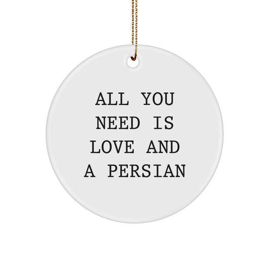 Funny Persian Cat Circle Ornament Gifts from Friends to Family for Christmas Unique Decorations, All You Need Is Love And A Persian - Image 1