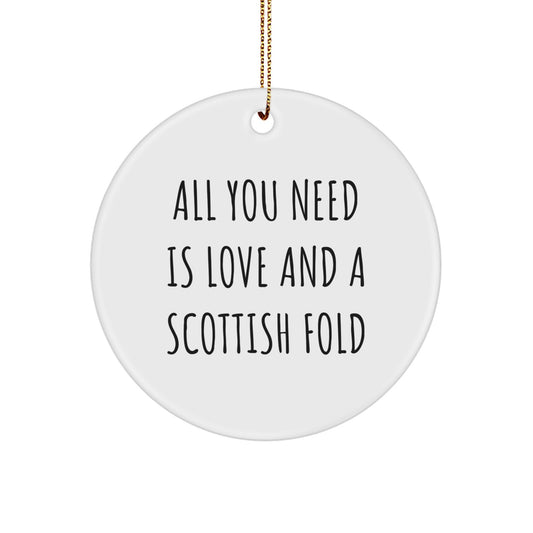 Funny Scottish Fold Cat Circle Ornament Gifts from Friends and Family for Christmas Unique Presents - Image 1